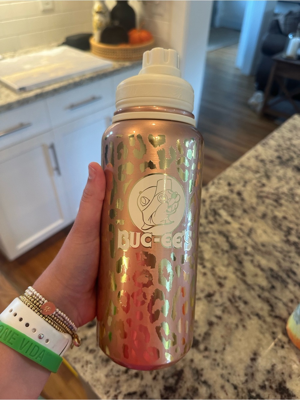 Bucee's Rose Gold Leopard Insulated Water Bottle